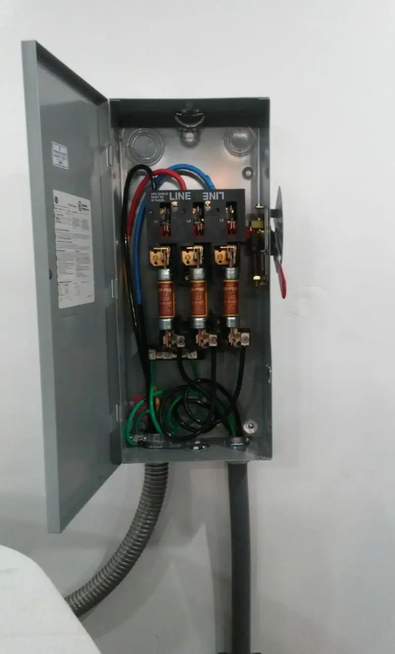 Three-phase disconnect switch installed for Smoke Detector Installation in Dakota Ridge
